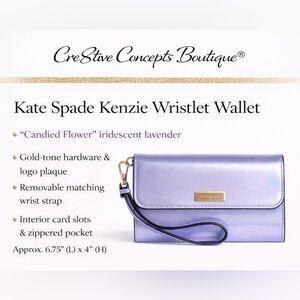 Kate Spade Kenzie Wristlet Wallet Candied Flower Lavender Limited Drop